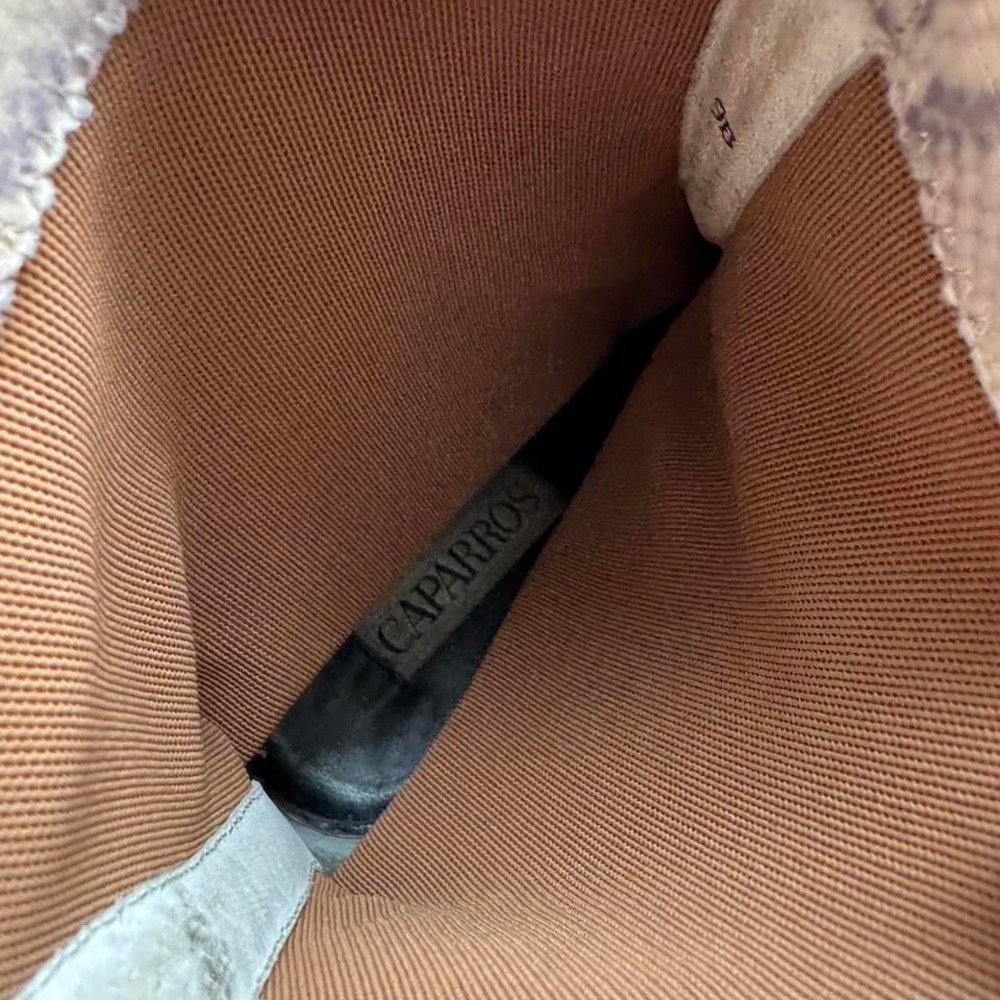 90s Snake Python Sock Boot Cream Grey Square Toe … - image 8